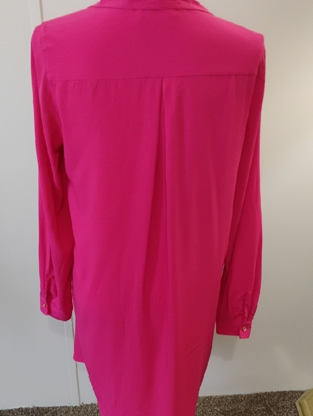 Calvin Klein Hot Pink Button-Front Midi Shirt Dress - Picture 5 of 7